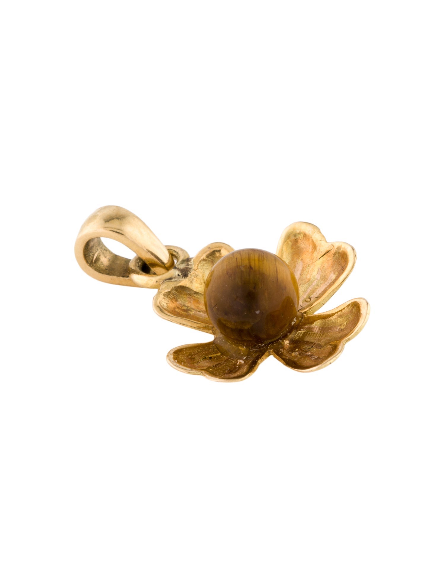 Pendant 18K Tiger's Eye Quartz Flower Petal