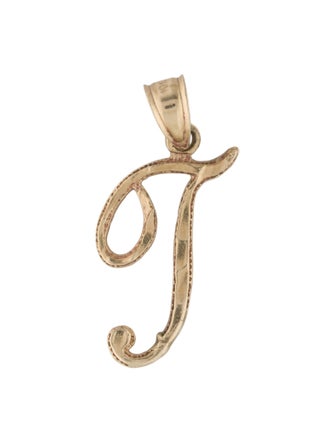 Pendant 10K Cursive Initial 'T' Pendant