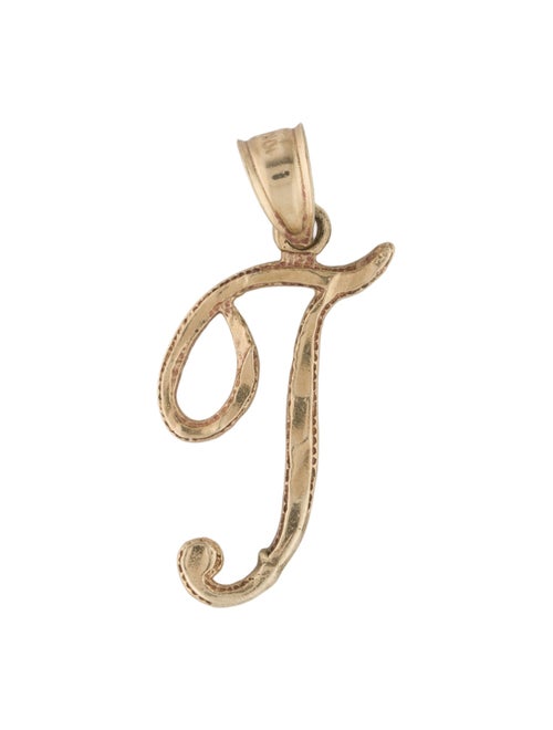 Pendant 10K Cursive Initial 'T' Pendant