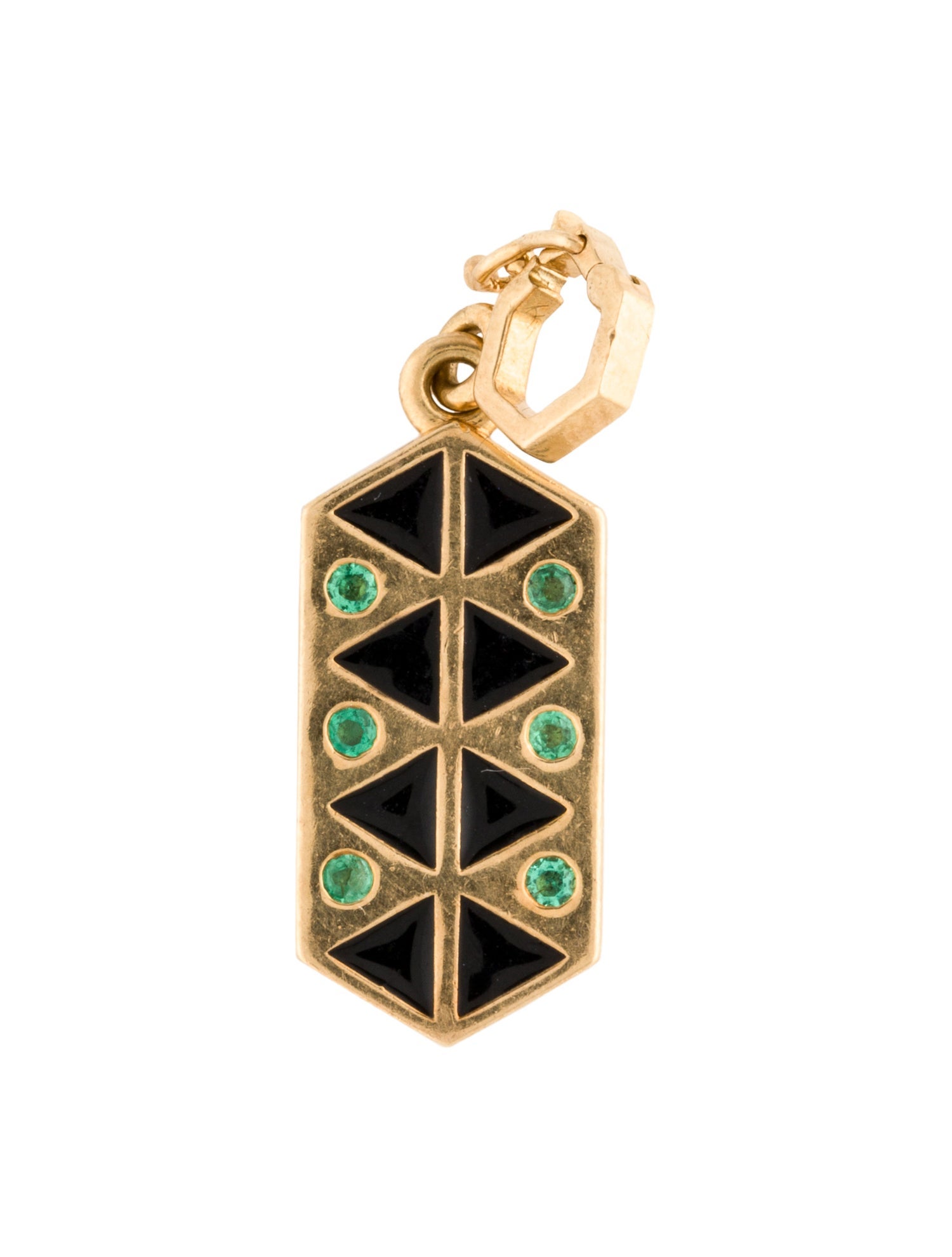 Harwell Godfrey 18K Emerald & Enamel Charm Pendant