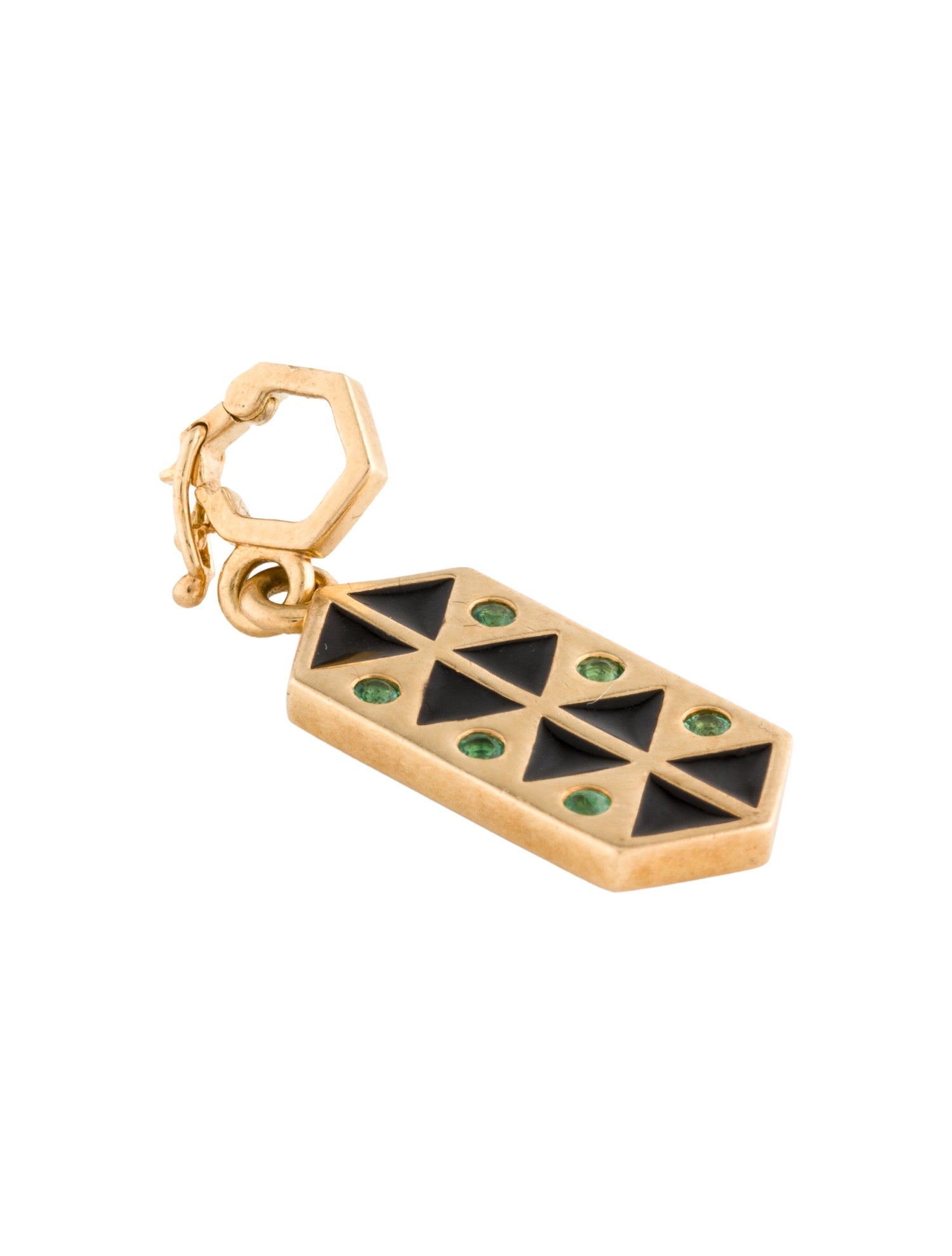 Harwell Godfrey 18K Emerald & Enamel Charm Pendant