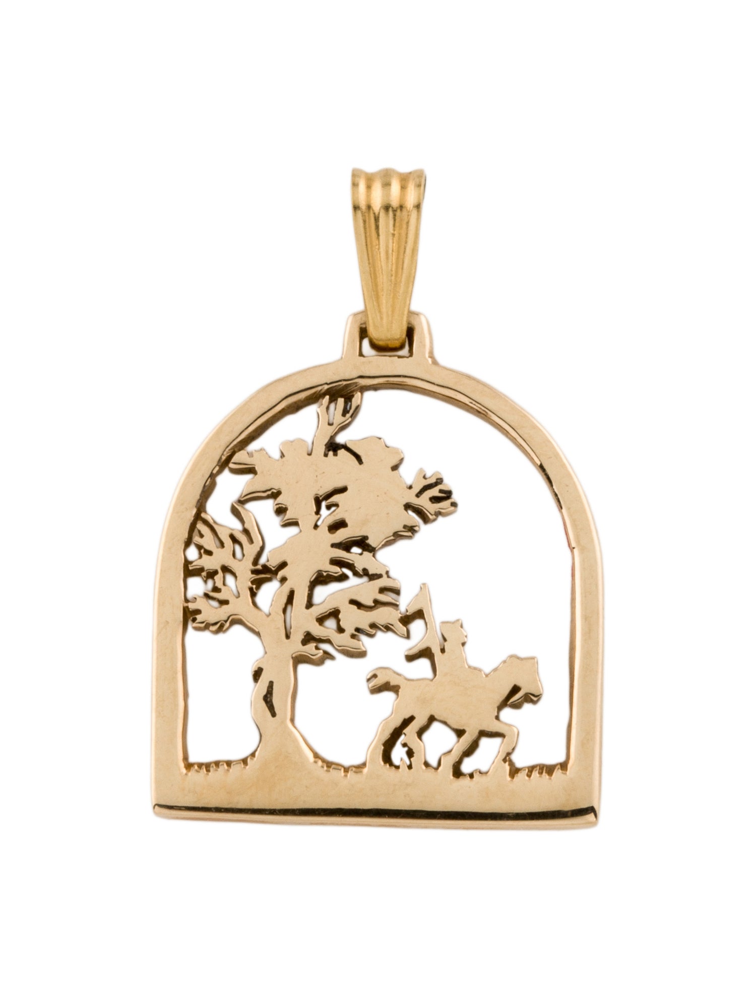 Pendant 14K Tree & Horse Frame