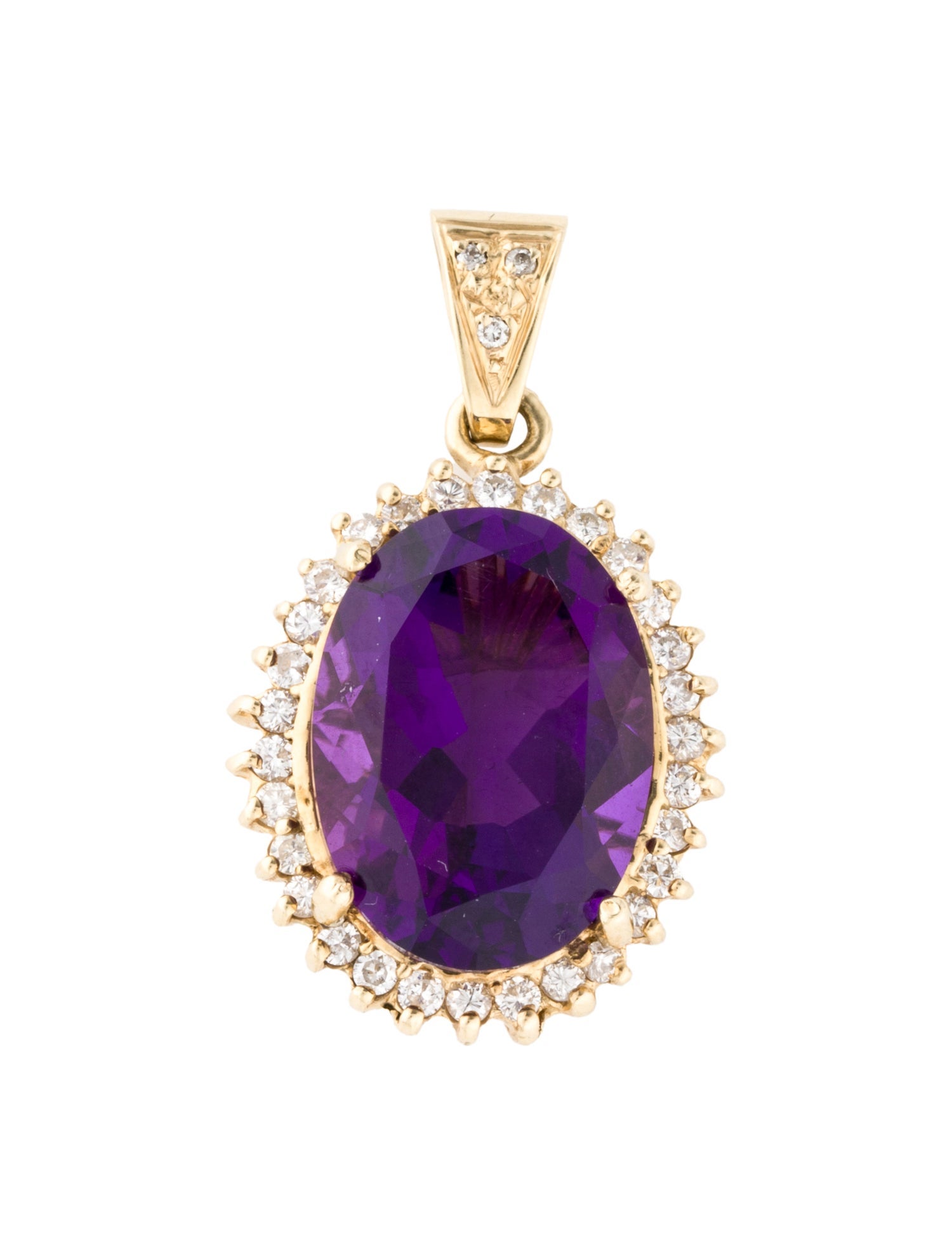 Pendant 14K 10.83ct Amethyst & Diamond Pendant