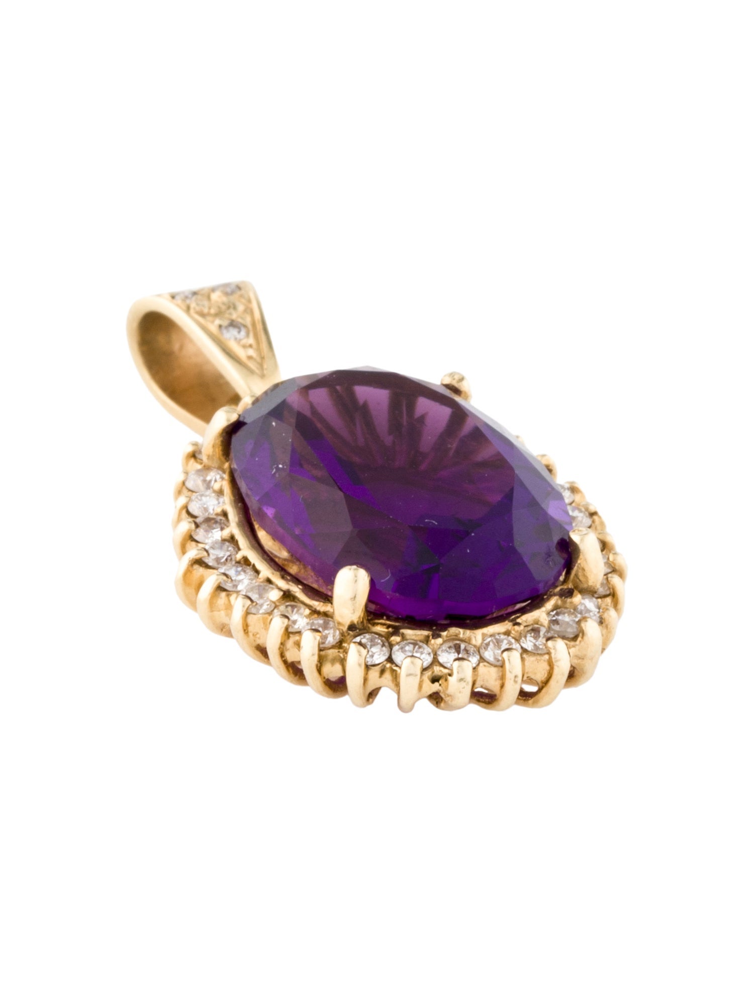 Pendant 14K 10.83ct Amethyst & Diamond Pendant