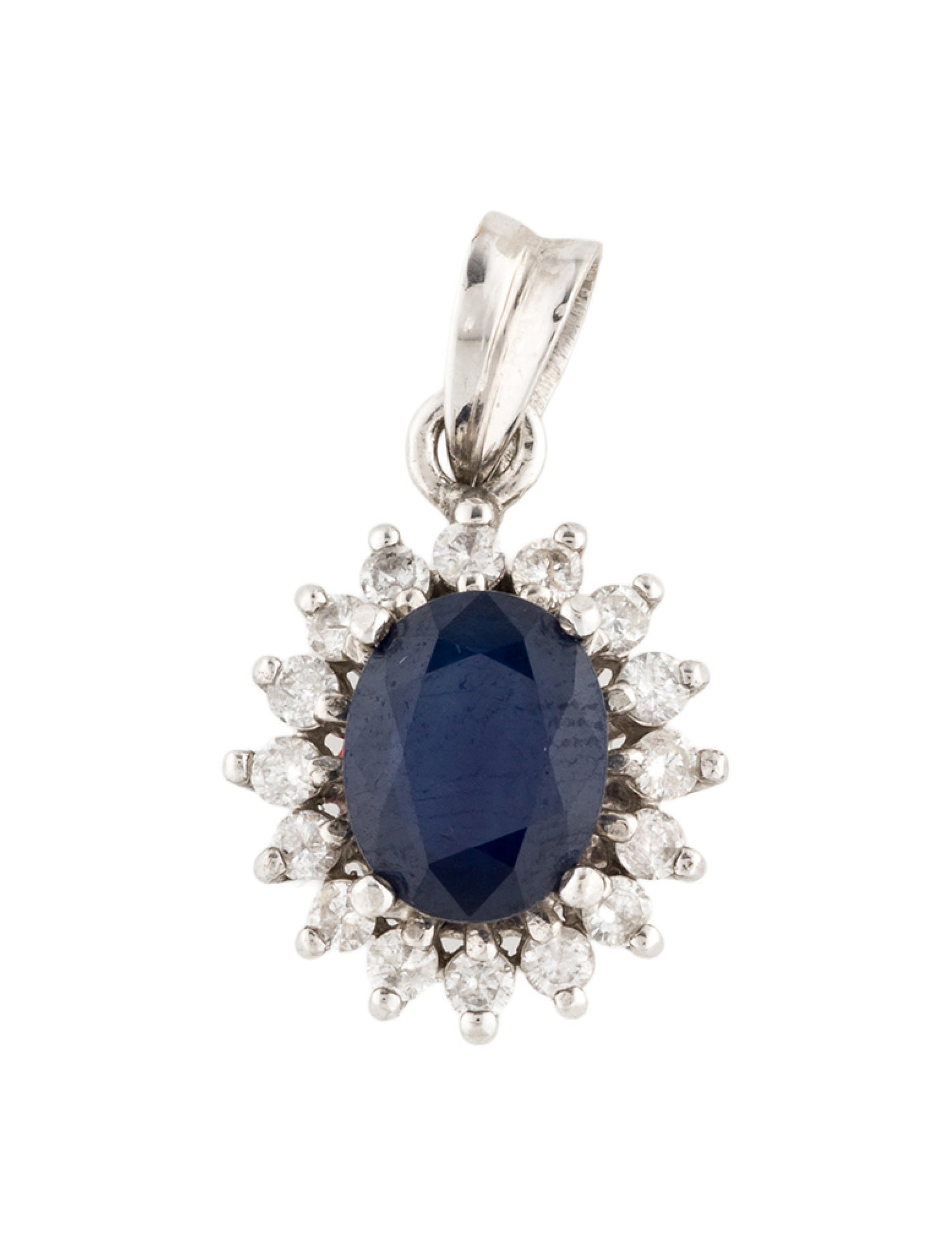 Pendant 18K 1.98ct Sapphire & Diamond Pendant Necklace