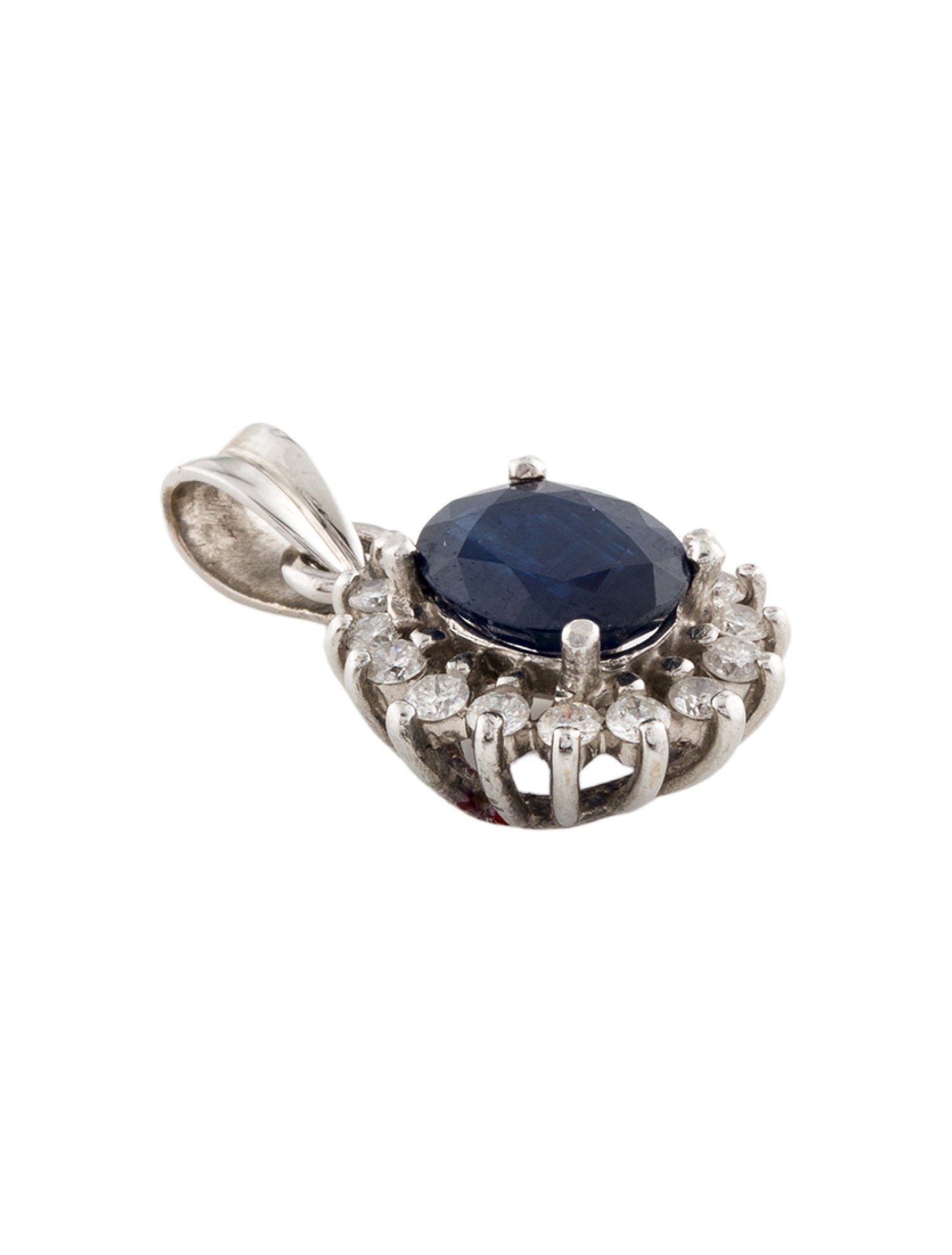 Pendant 18K 1.98ct Sapphire & Diamond Pendant Necklace