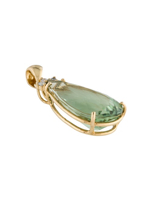 Pendant 14K 40.43ctw Prasiolite & Diamond Teardrop Pendant