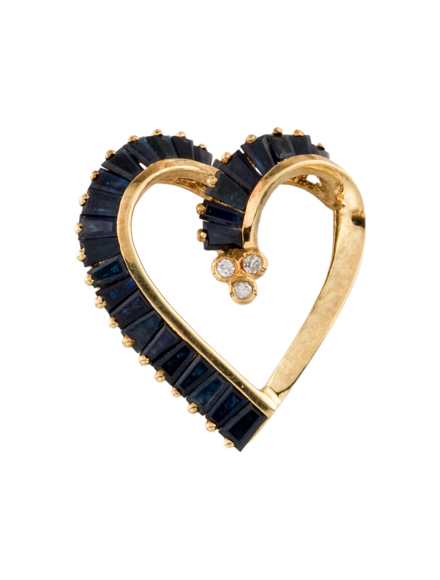 Pendant 14K 1.73ctw Sapphire & Diamond Heart Pendant