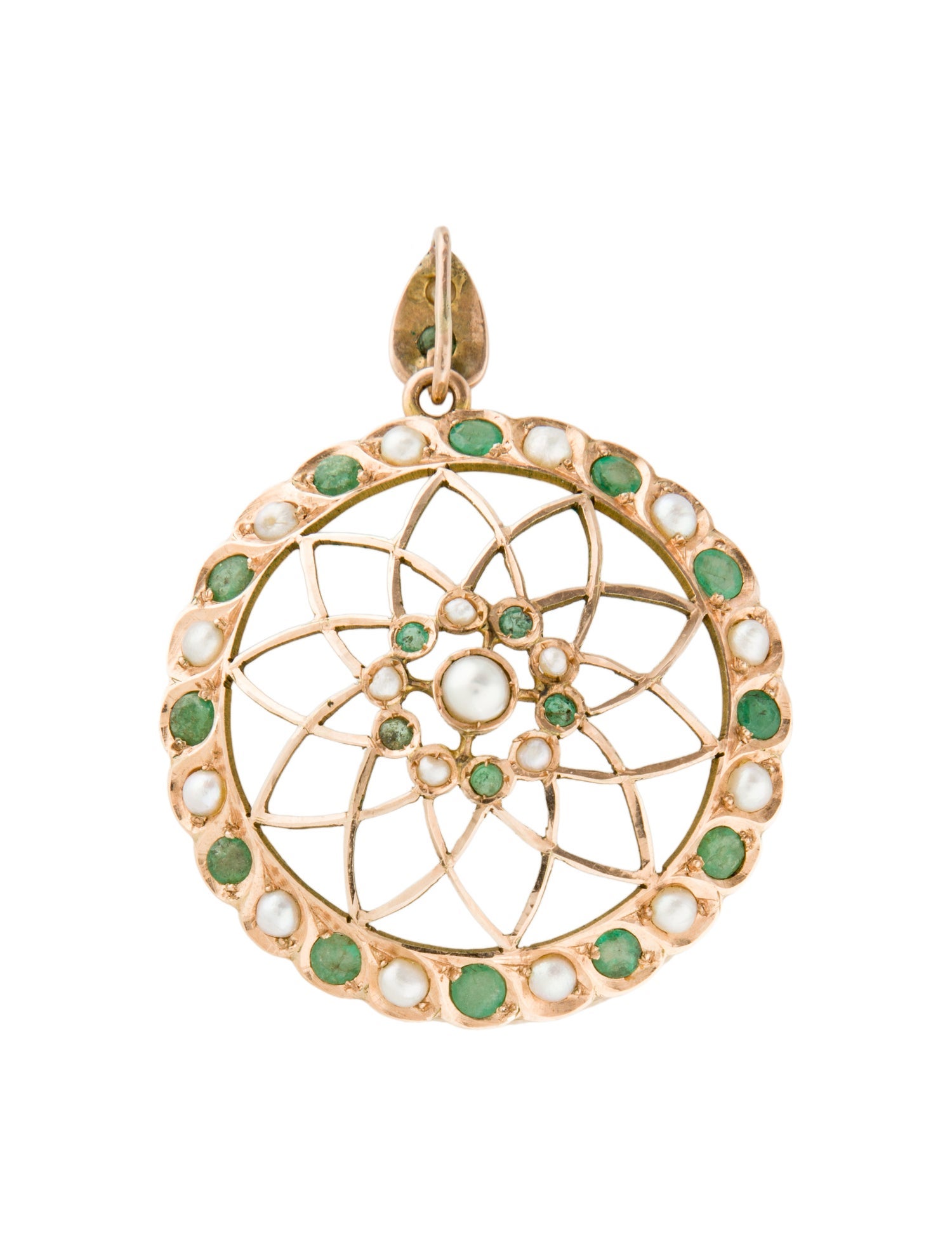 Pendant 10K 1.71ctw Emerald & Pearl