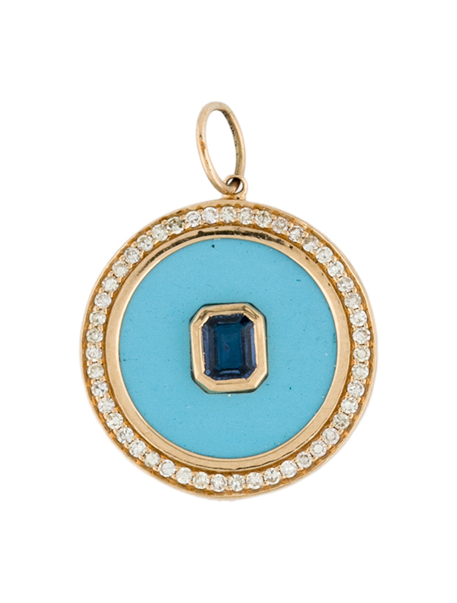 Pendant 14K Sapphire, Diamond & Resin