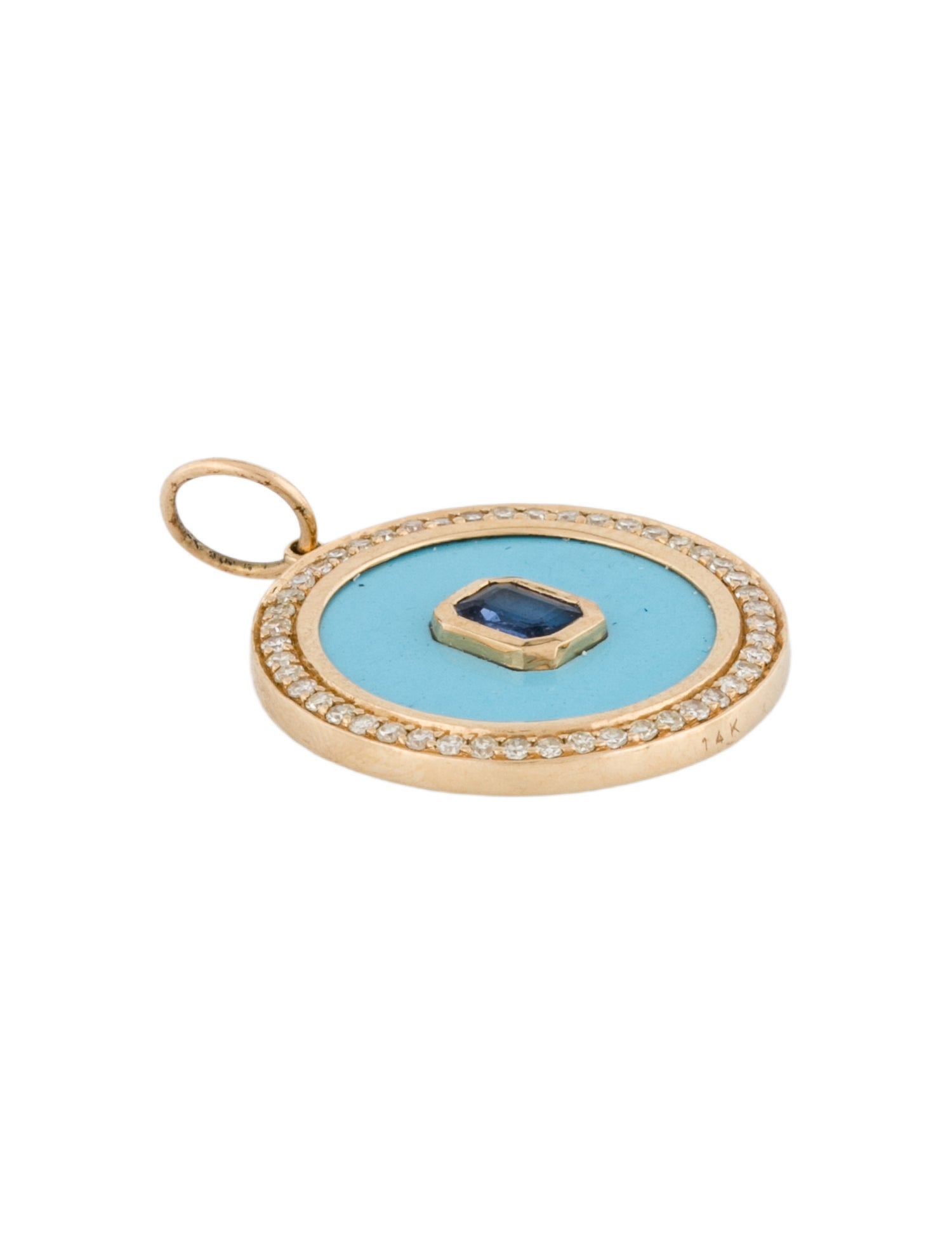 Pendant 14K Sapphire, Diamond & Resin