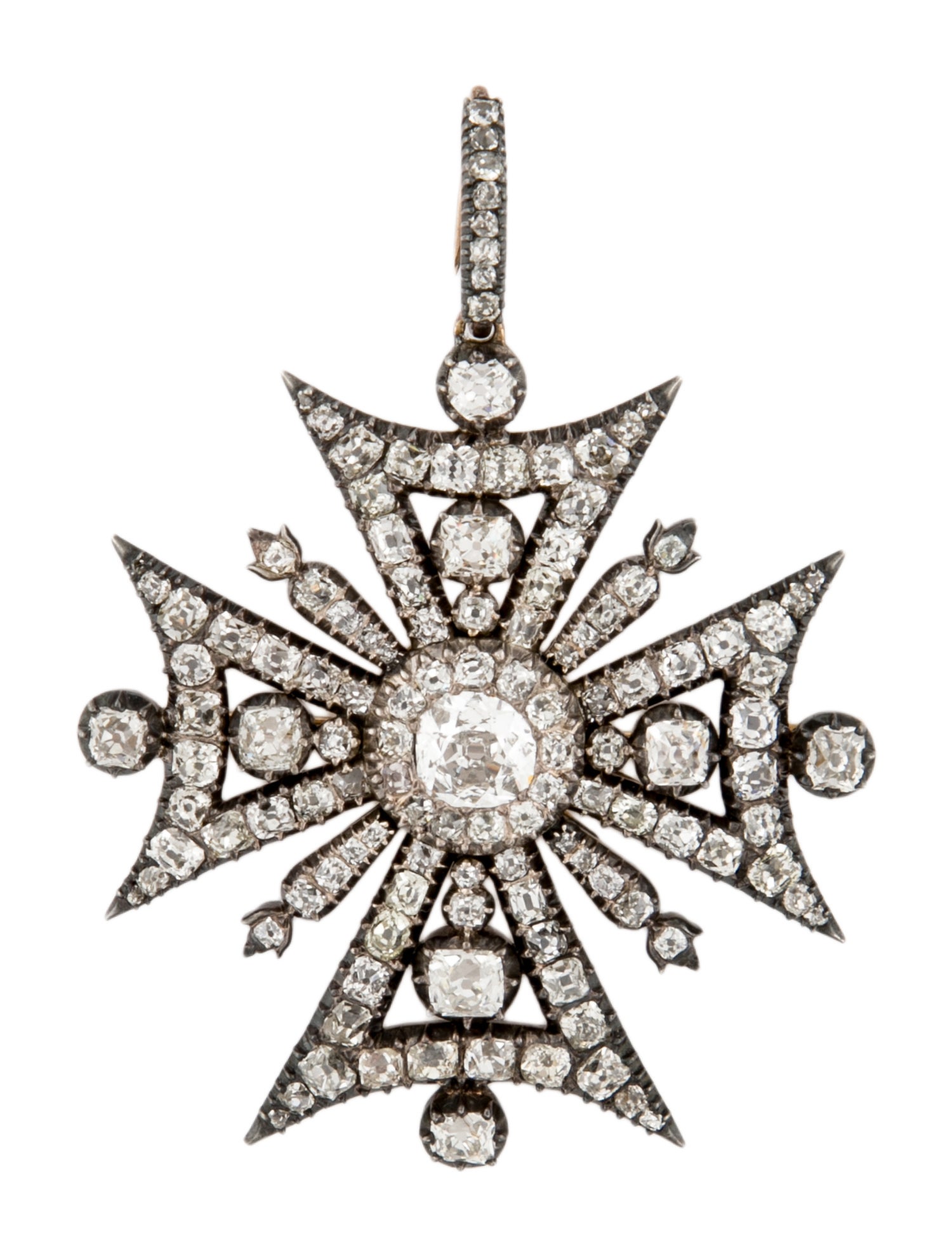 Pendant Antique Diamond Cross Brooch