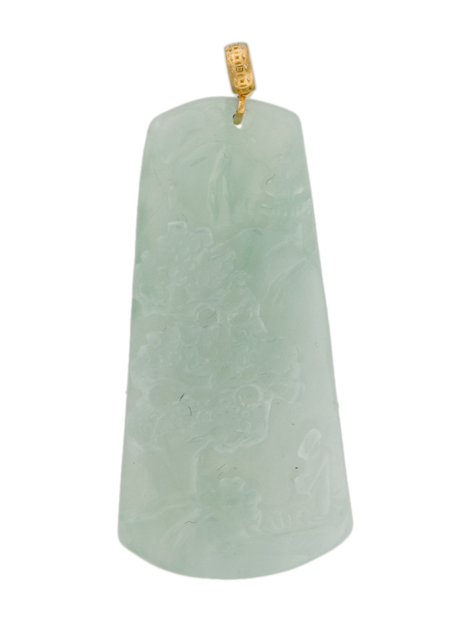 Pendant 18K Carved Jadeite Trees