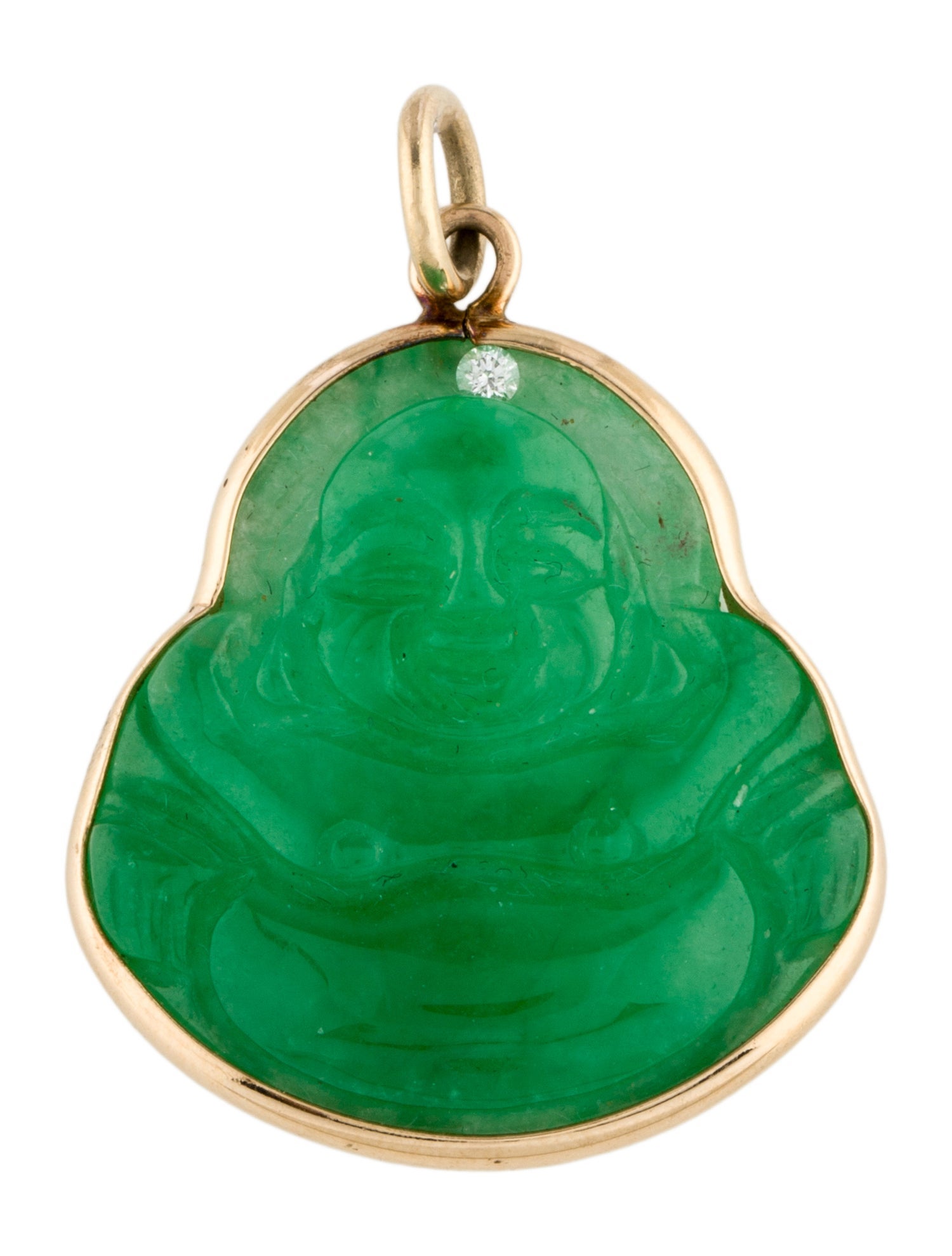 Pendant 14K Jadeite & Diamond Buddha