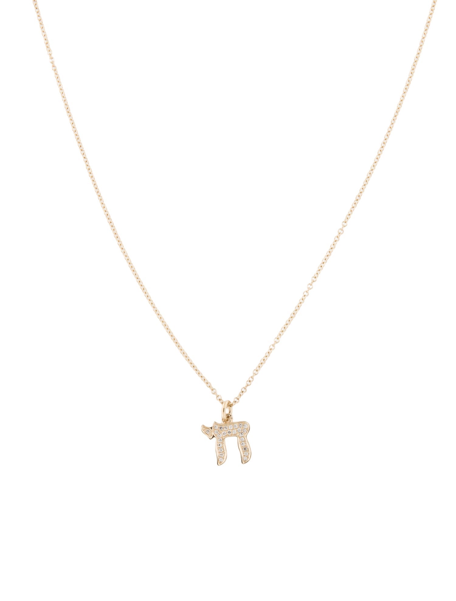 Pendant 14K Diamond Chai Pendant Necklace