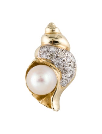 Pendant 14K Pearl & Diamond Shell Pendant
