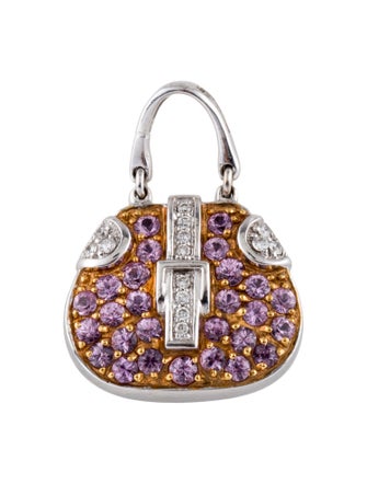 Pendant 18K Sapphire & Diamond Purse Pendant