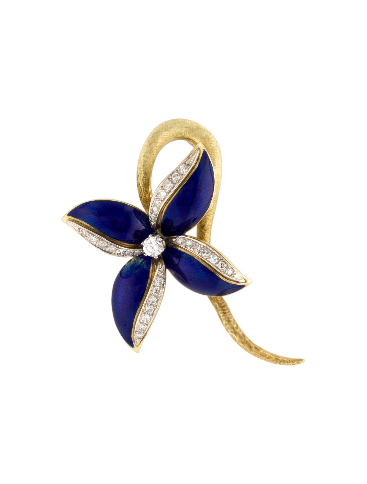 Pendant 18K Diamond & Enamel Flower Pendant