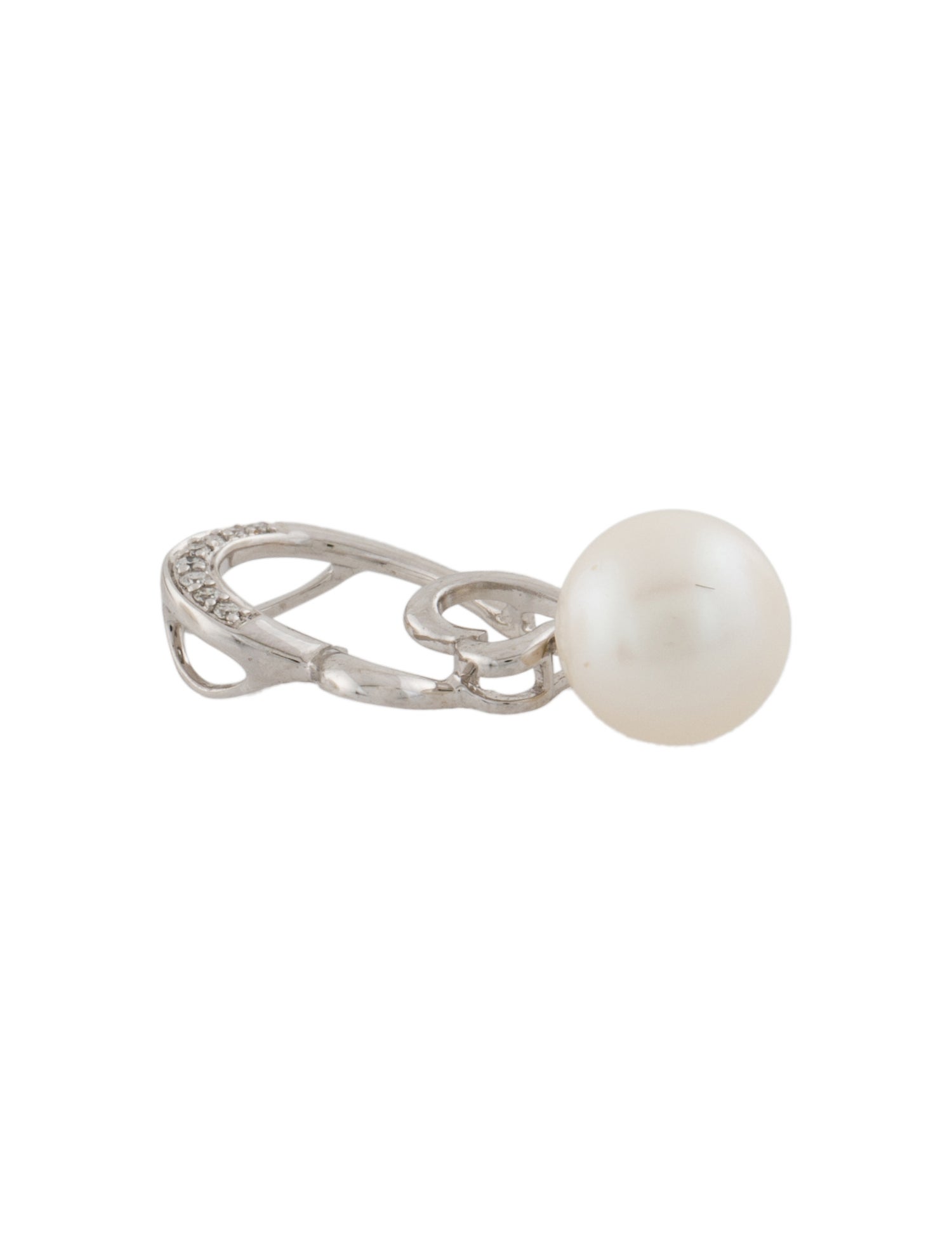 Pendant 14K Pearl & Diamond Open Double Heart