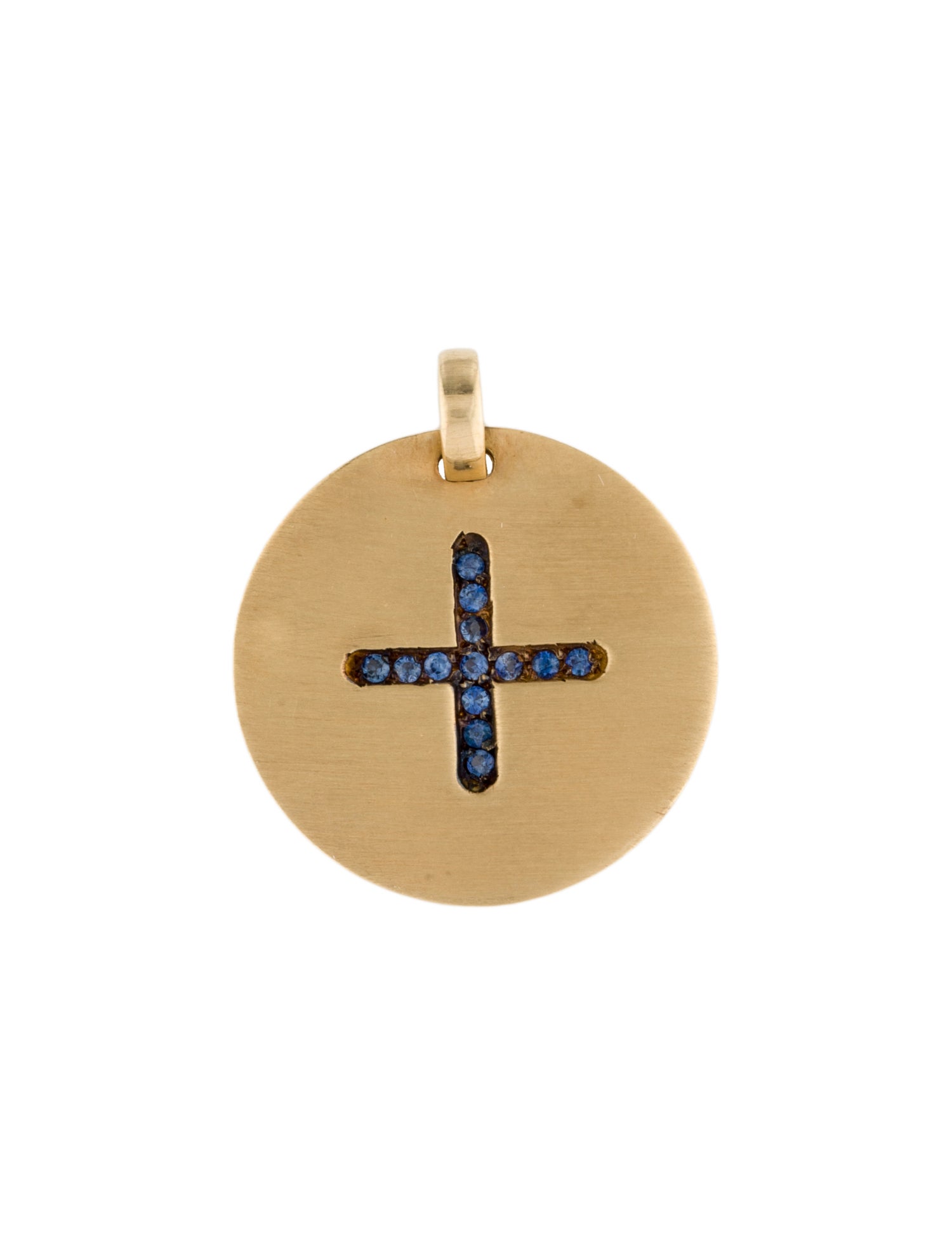 Pendant 18K Sapphire Cross Disc