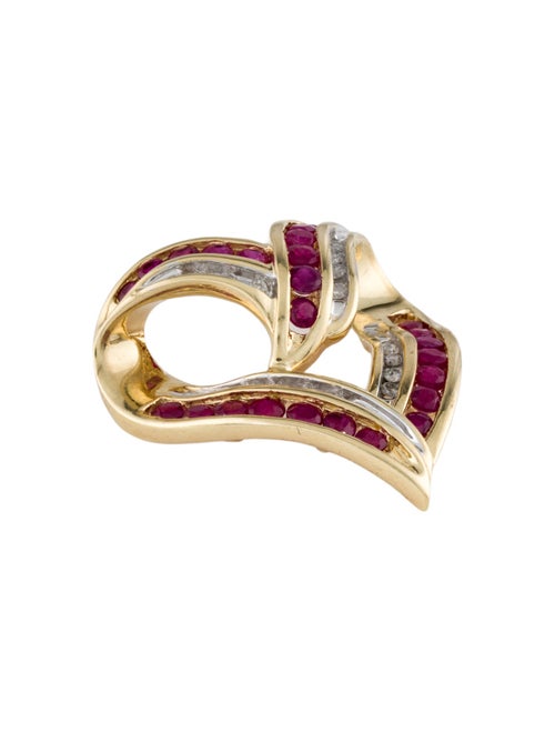 Pendant 14K 1.51cts Ruby & Diamond Heart Slide Pendant