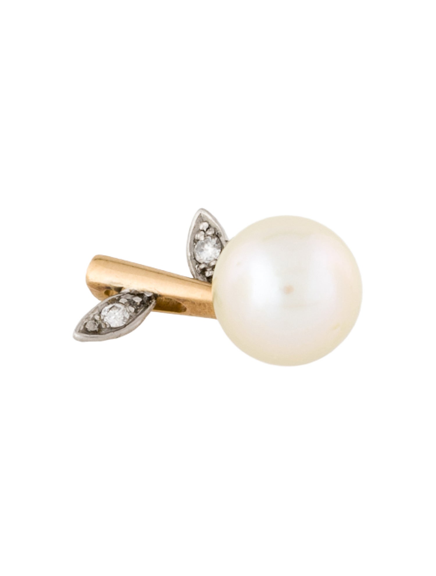 Pendant Cultured Pearl & Diamond Leaf