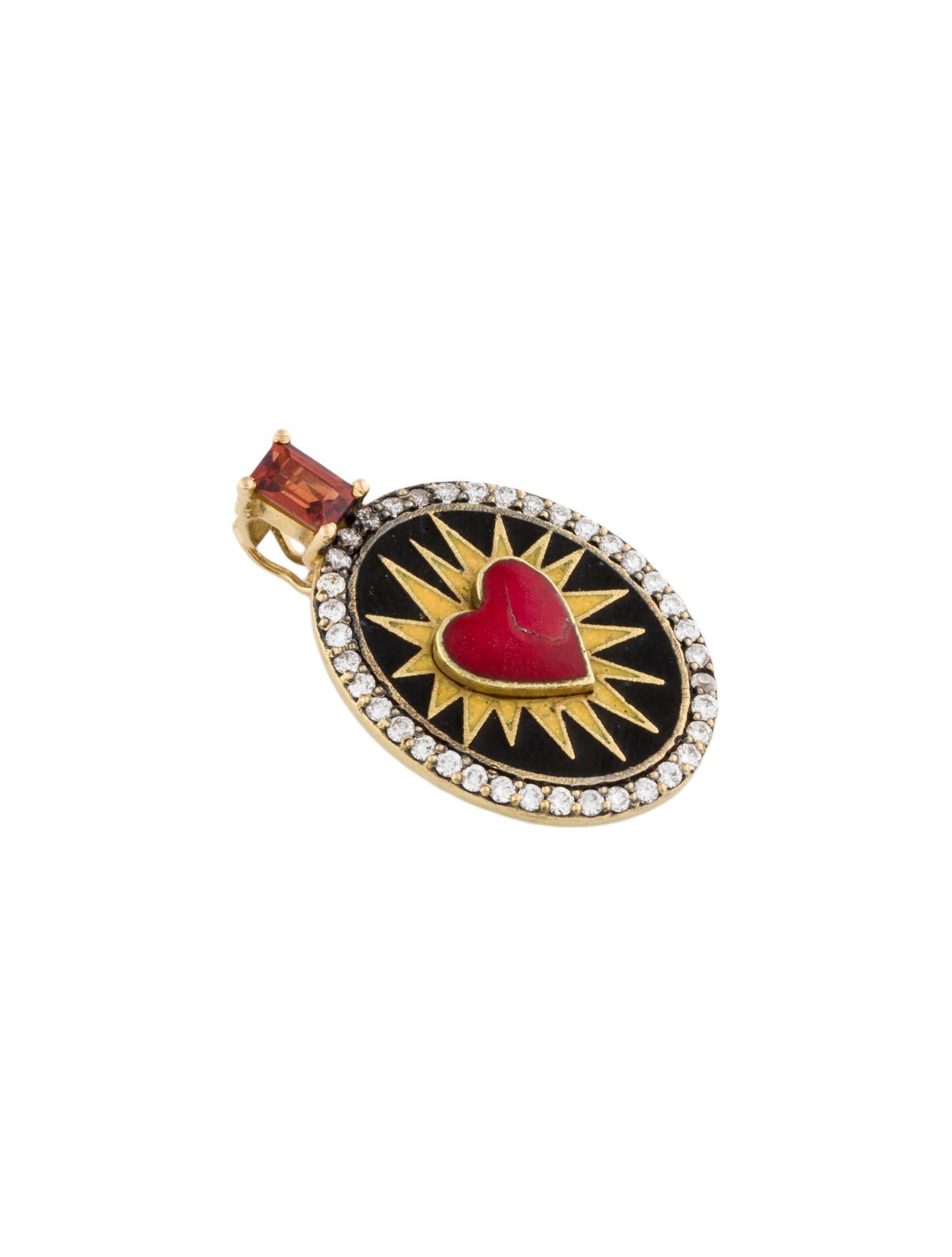 Pendant Garnet, Diamond & Enamel Superhero Heart Pendant