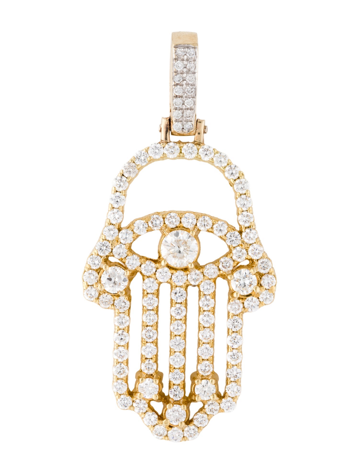 Pendant 18K 6.99ctw Diamond Hamsa