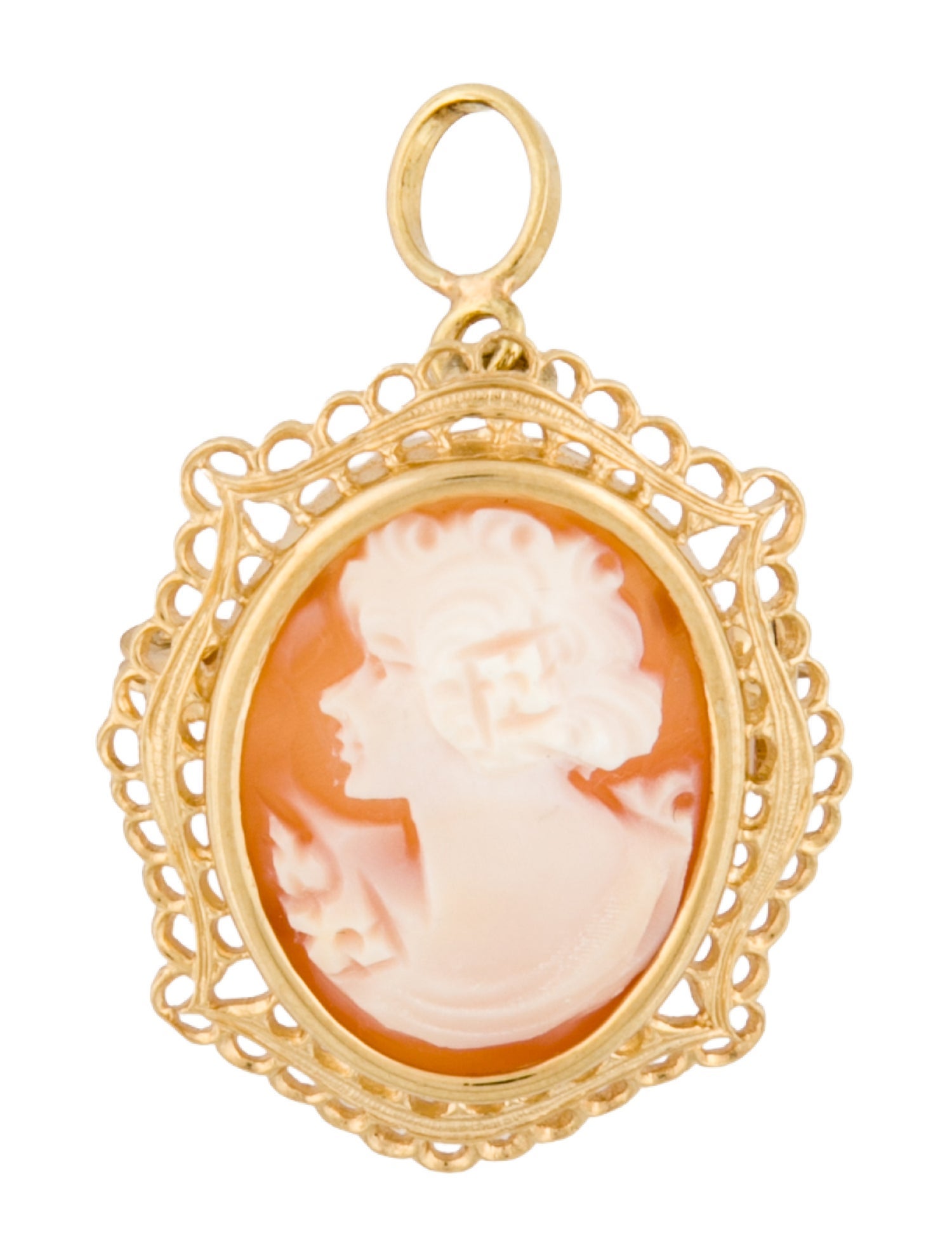 Pendant 18K Shell Cameo Brooch