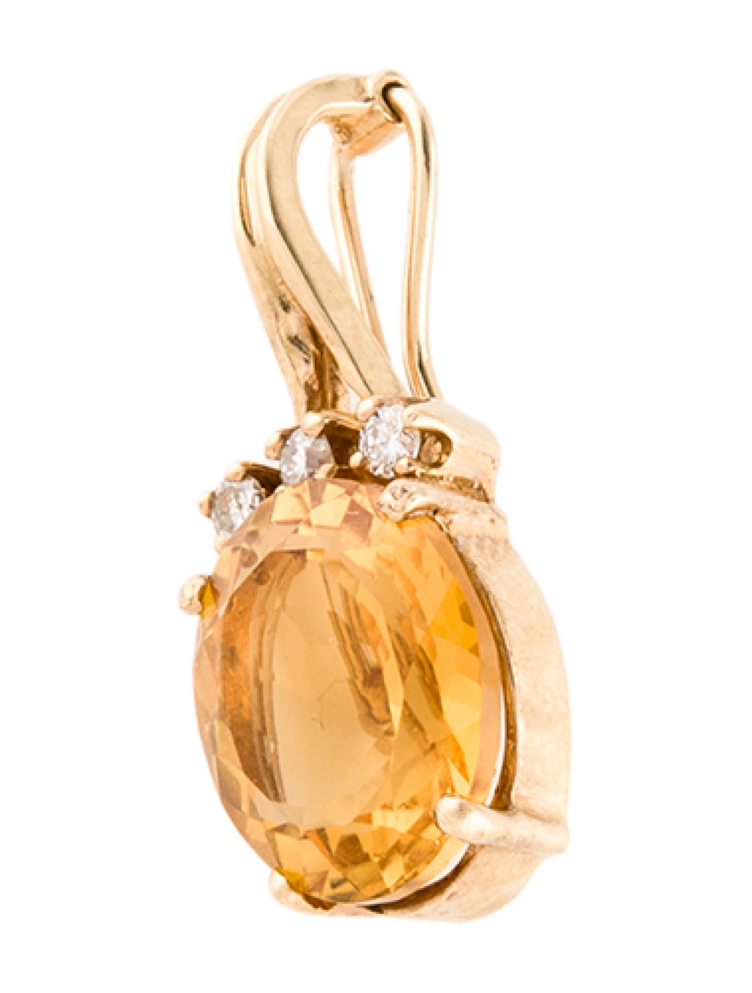 Pendant 14K 4.18ct Citrine & Diamond Pendant