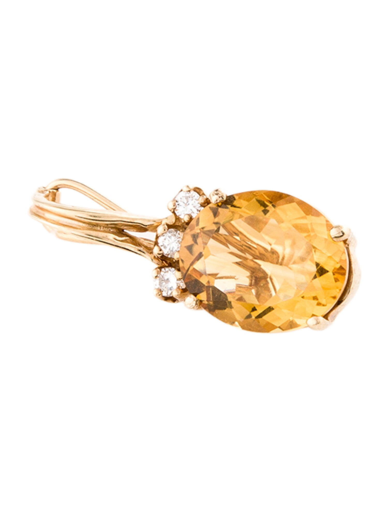 Pendant 14K 4.18ct Citrine & Diamond Pendant
