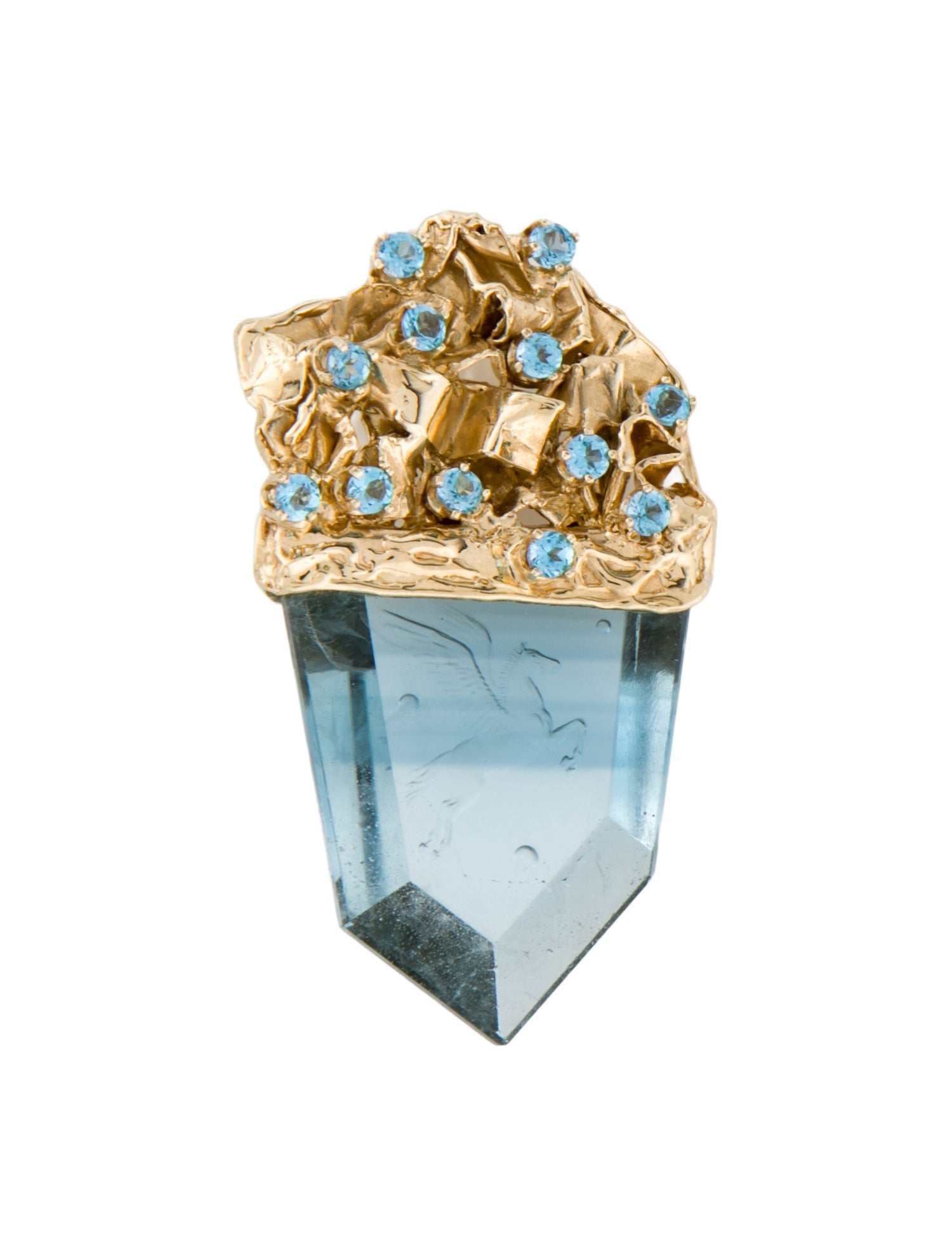 Pendant 14K Topaz Reverse Intaglio Pegasus Pendant