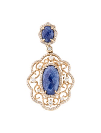 Pendant 14K Dumortierite & Diamond Pendant