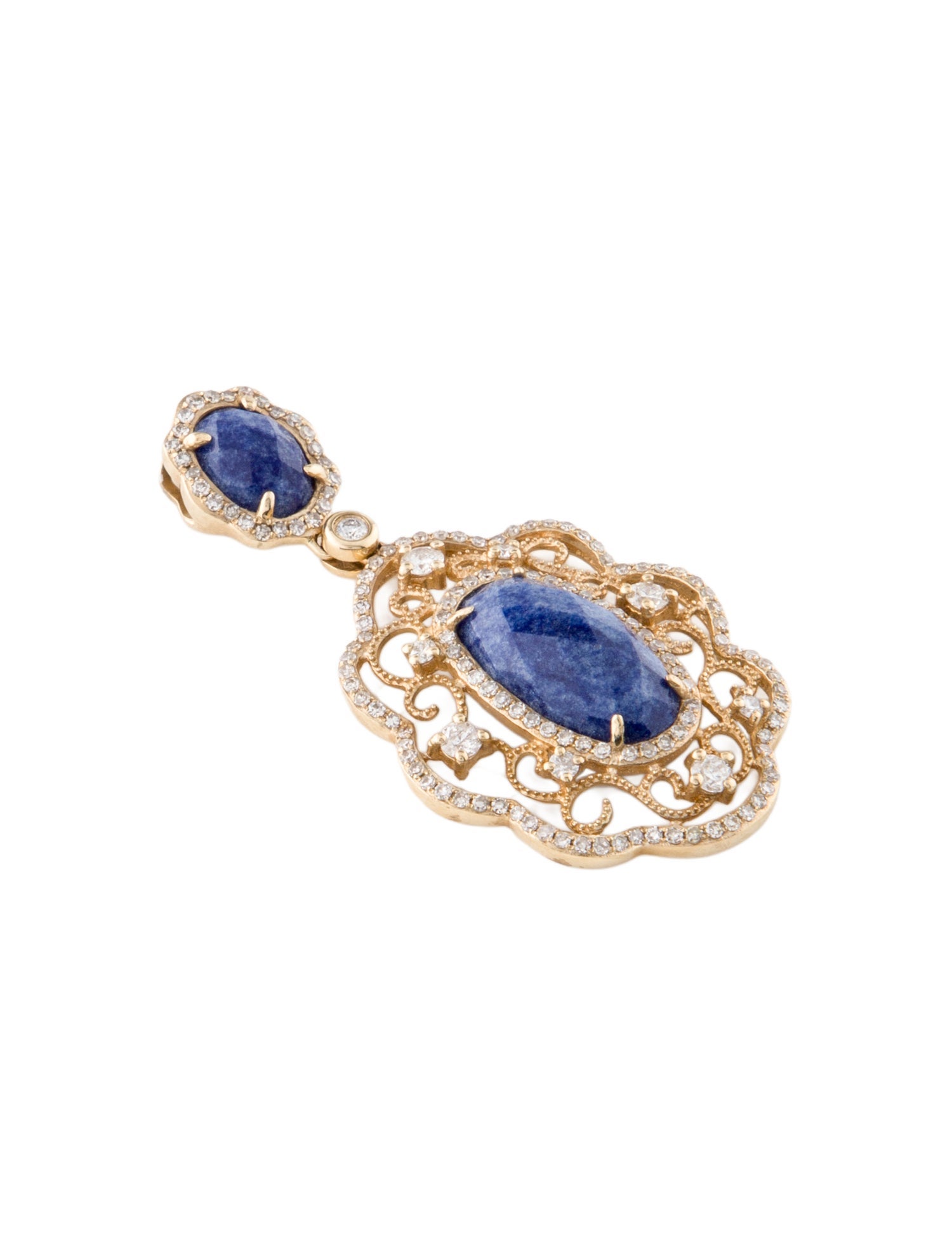 Pendant 14K Dumortierite & Diamond Pendant