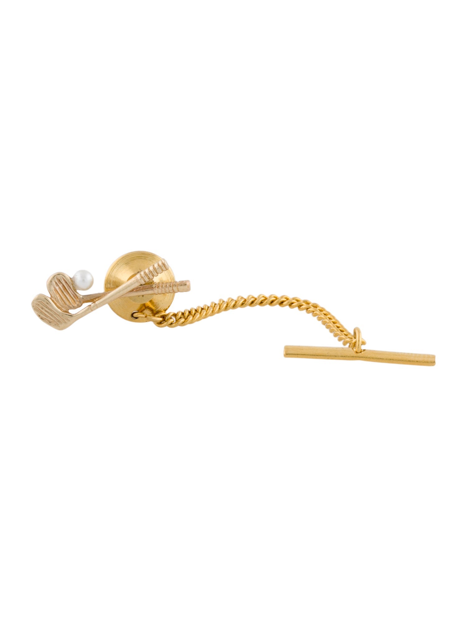 Pendant 14K Pearl Golf Clubs Tie Tac