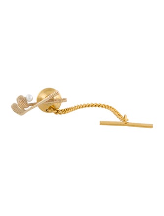 Pendant 14K Pearl Golf Clubs Tie Tac