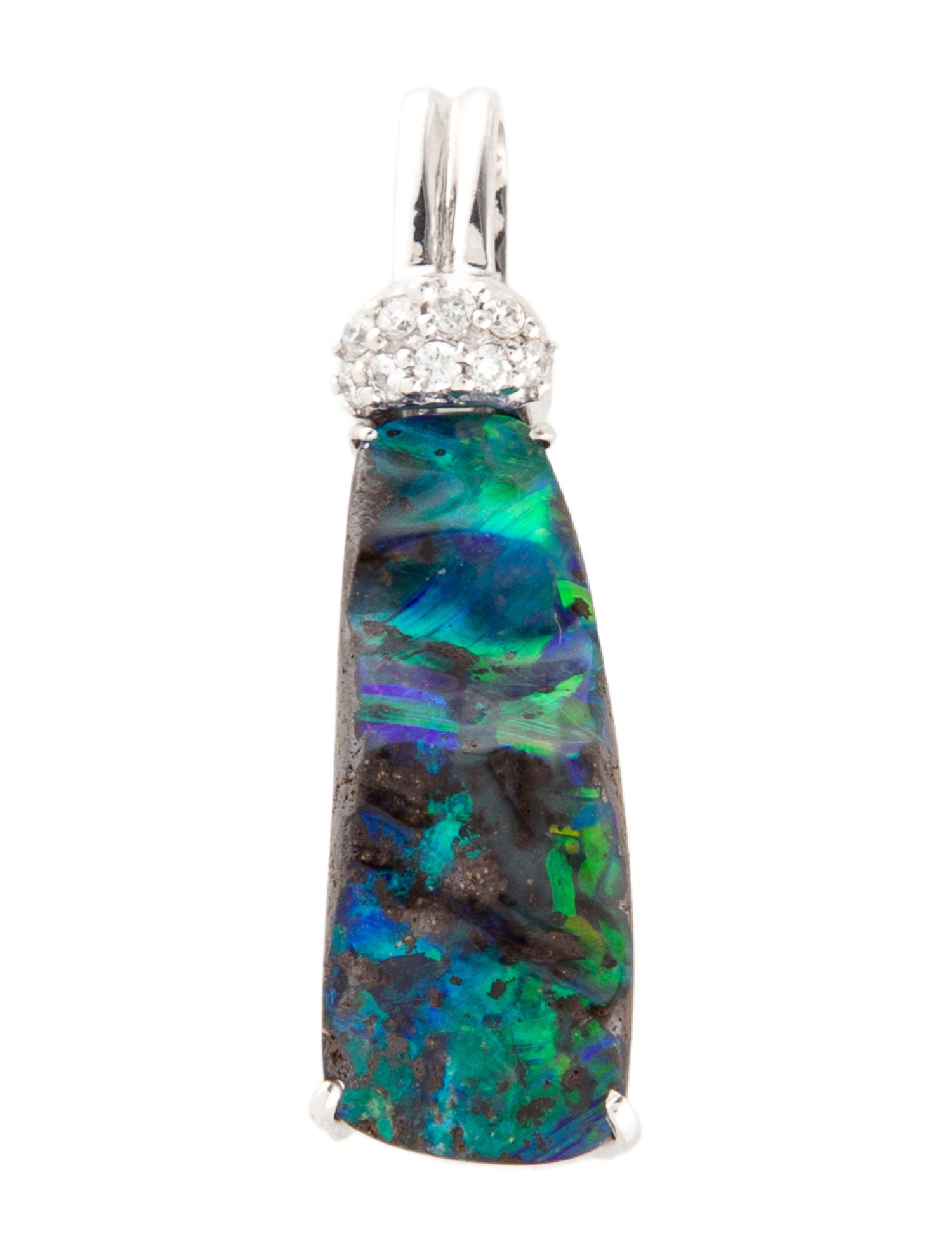 Pendant 18K Boulder Opal & Diamond Pendant
