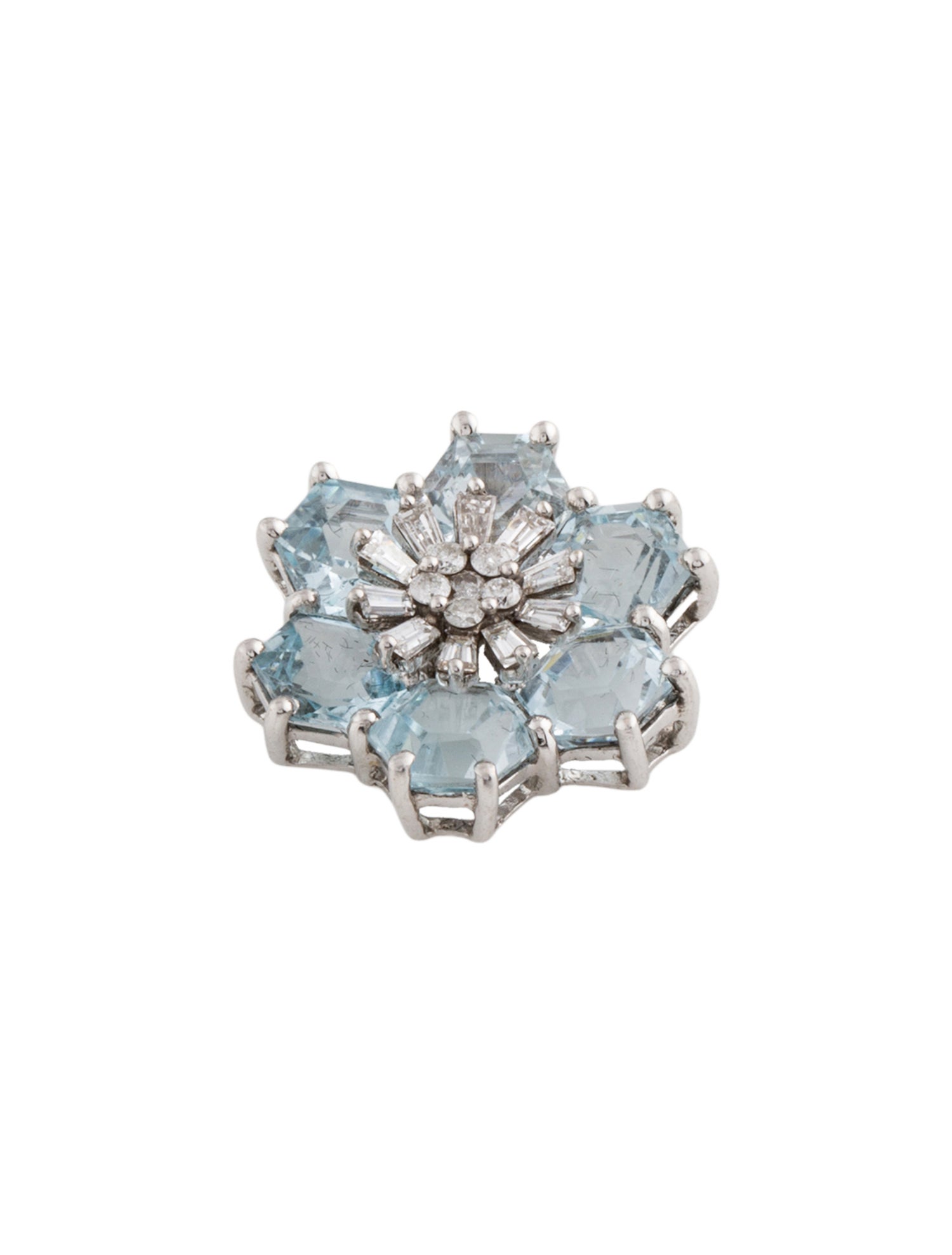 Pendant 18K 3.40ct Topaz & Diamond Flower