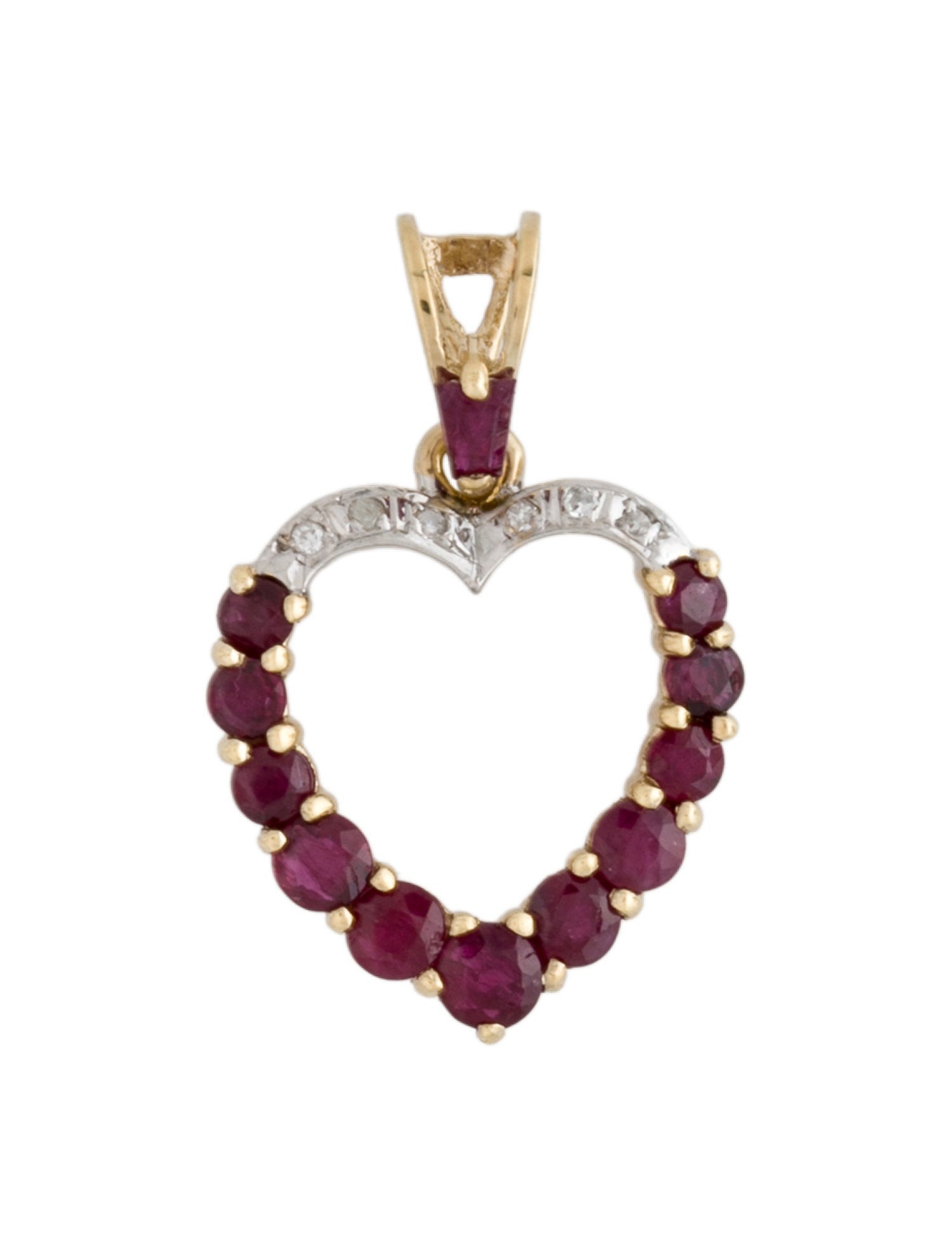 Pendant 14K Ruby & Diamond Heart