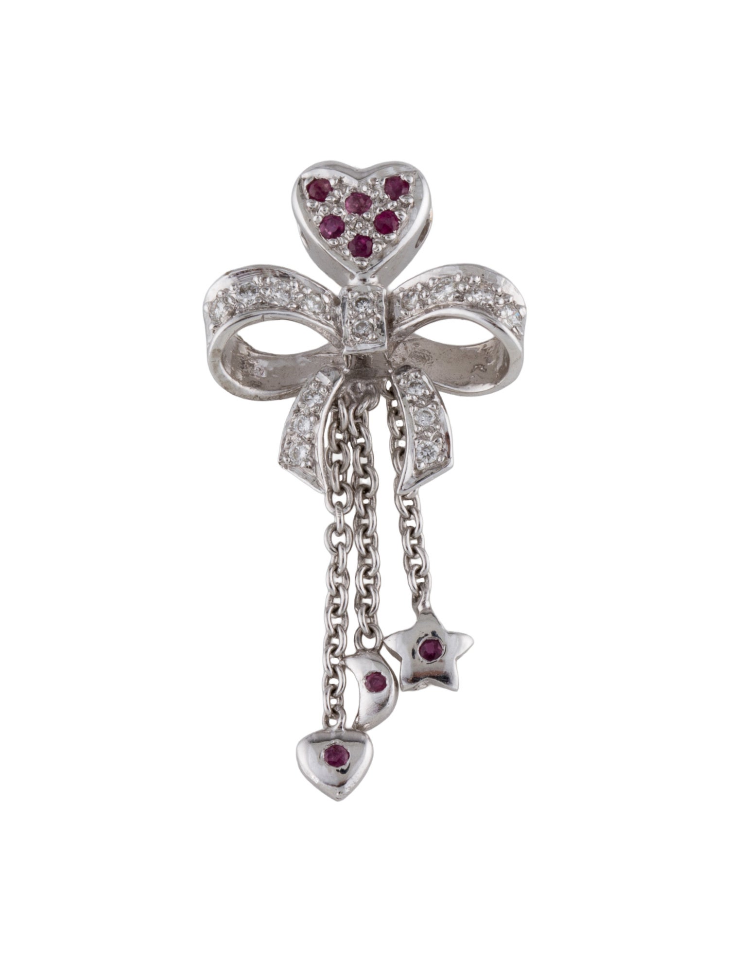 Pendant 18K Ruby & Diamond Bow Pendant