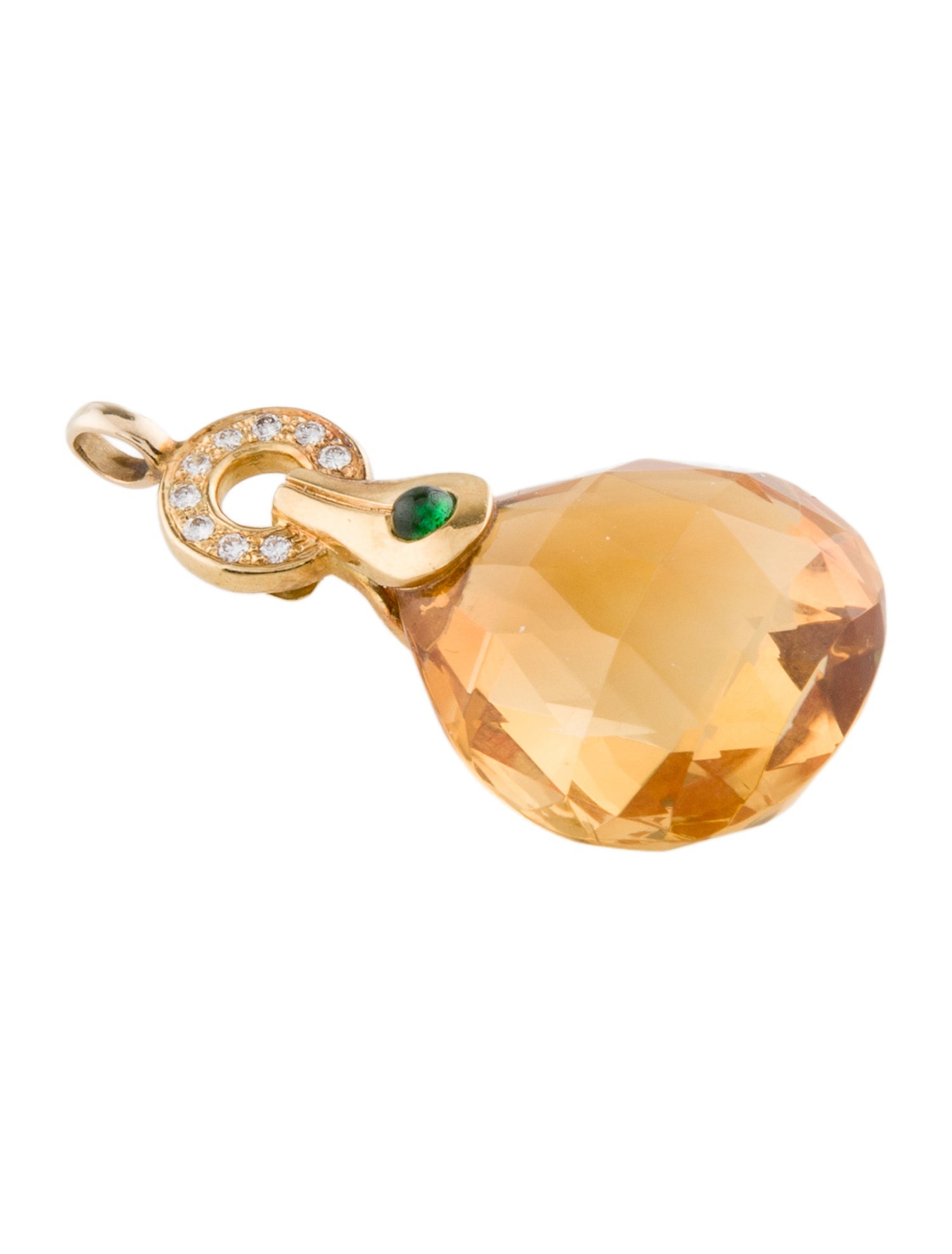 Pendant 18K Citrine, Tsavorite Garnet & Diamond Pendant