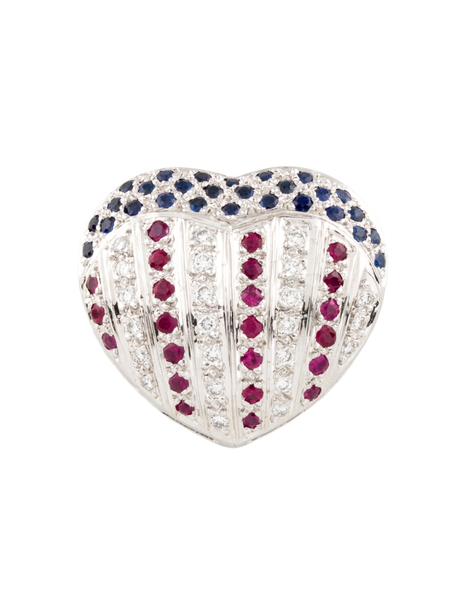 Pendant 18K Diamond Ruby & Sapphire Heart