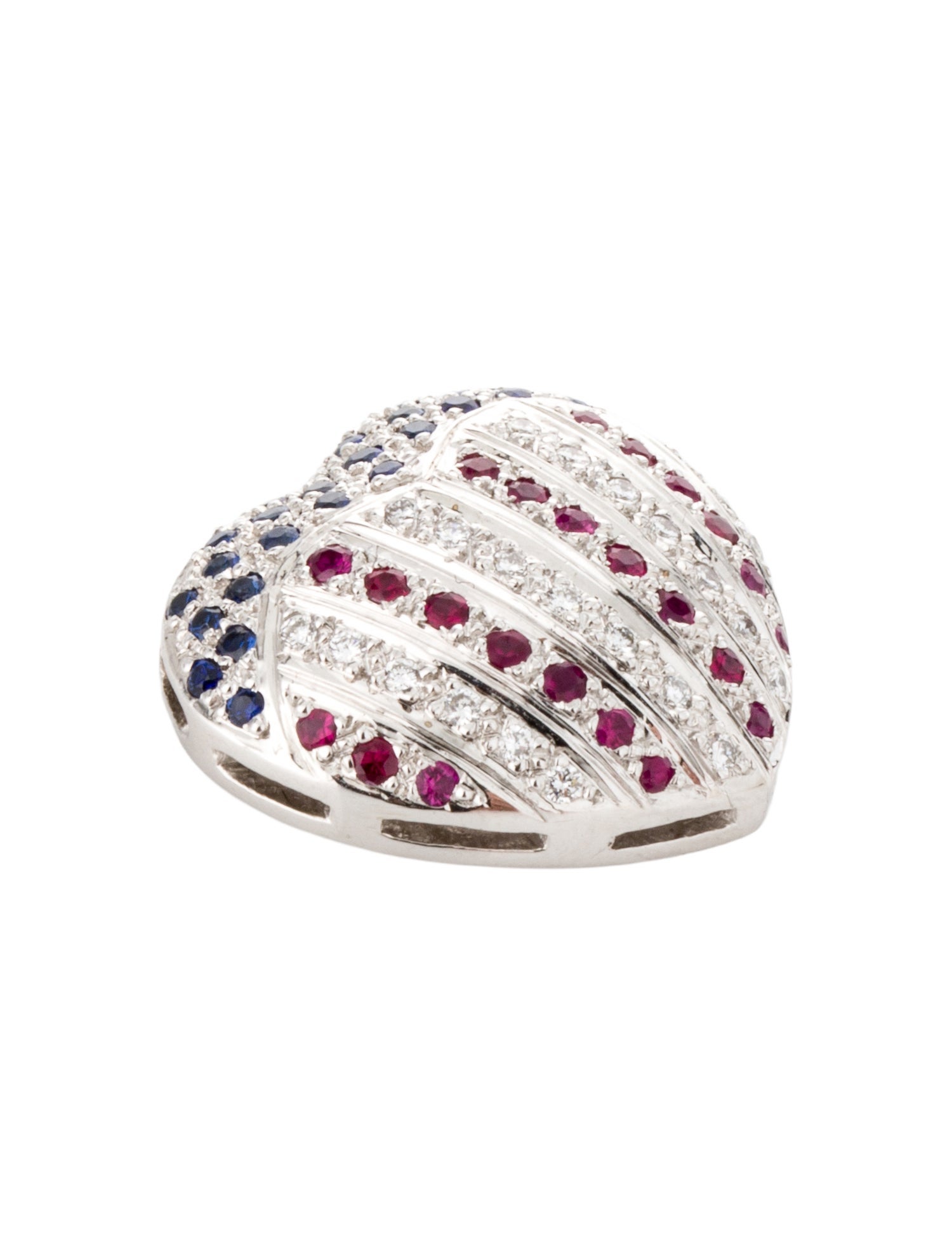 Pendant 18K Diamond Ruby & Sapphire Heart