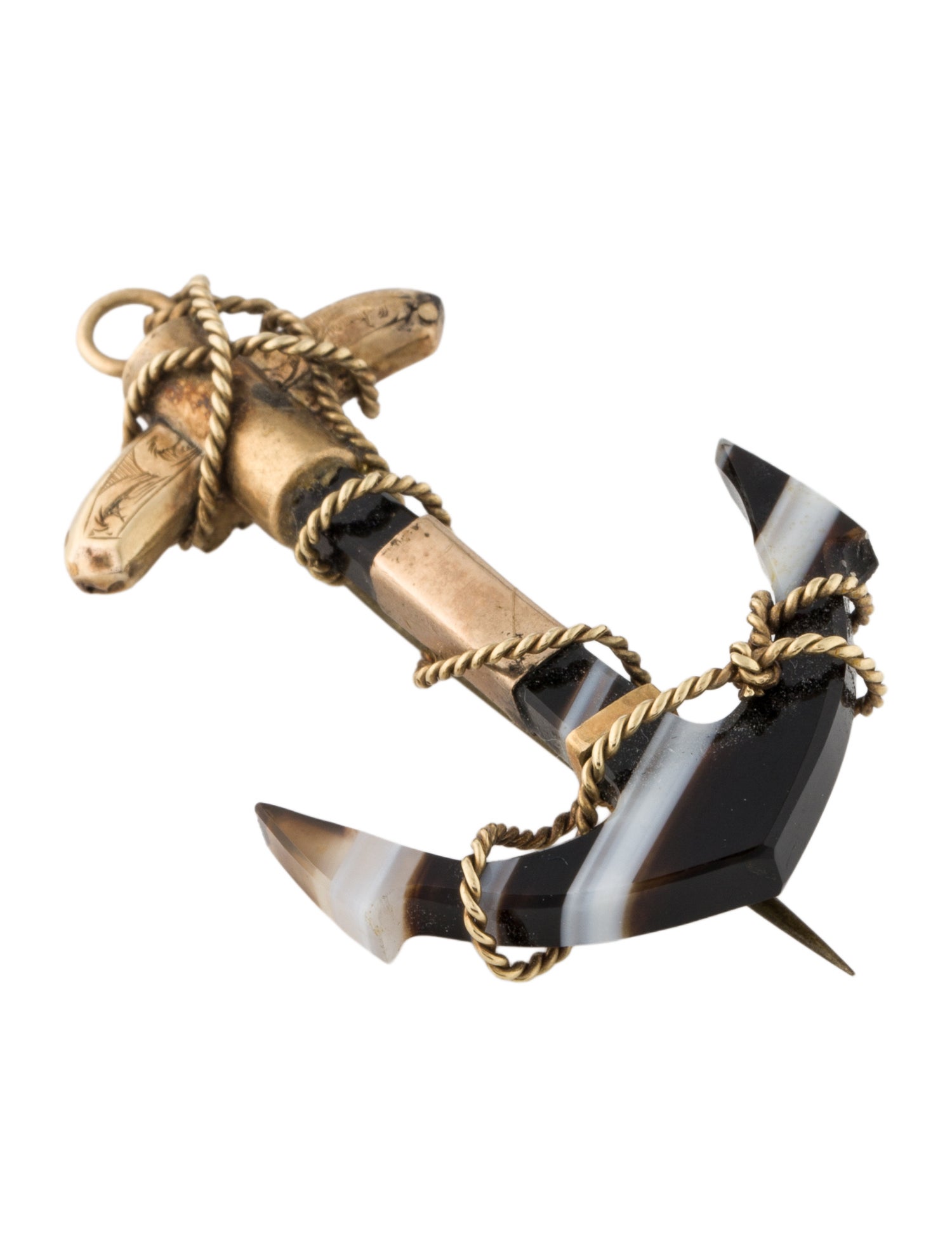 Pendant Victorian 14K Agate Anchor Pin