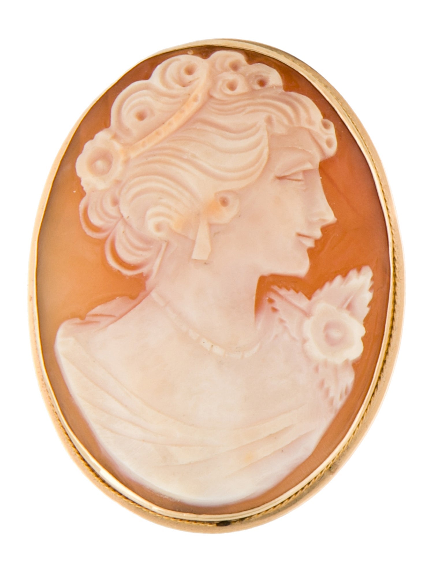 Pendant 14K Shell Cameo Brooch