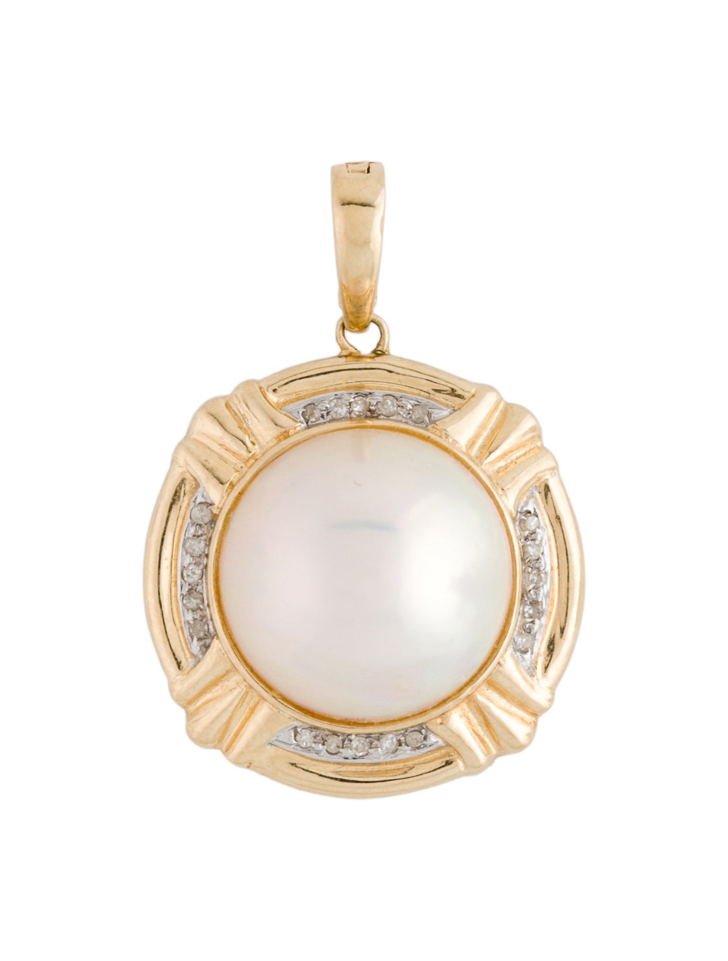 Pendant 14K Mabé Pearl & Diamond Pendant