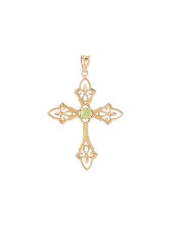 Pendant 14K Peridot Cross Pendant