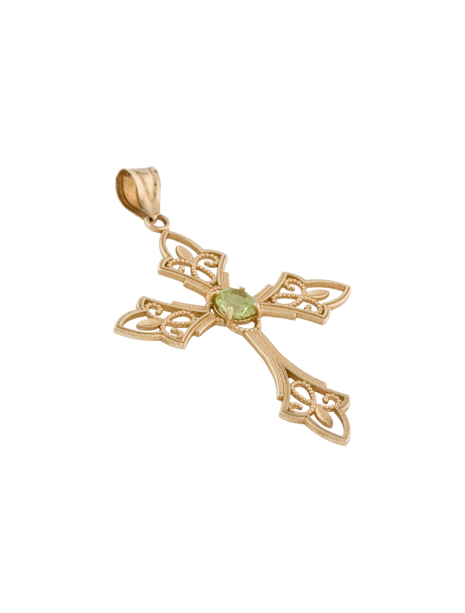 Pendant 14K Peridot Cross Pendant