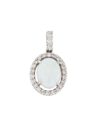 Pendant Platinum Opal & Diamond Oval Pendant