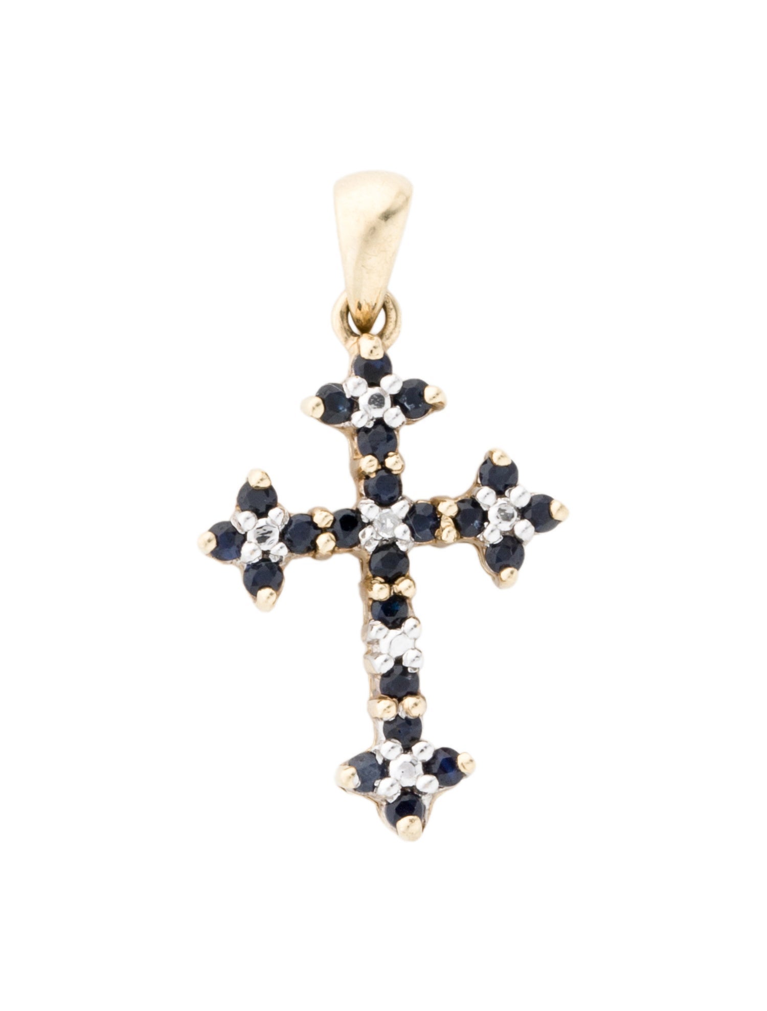 Pendant 10K Sapphire & Diamond Cross